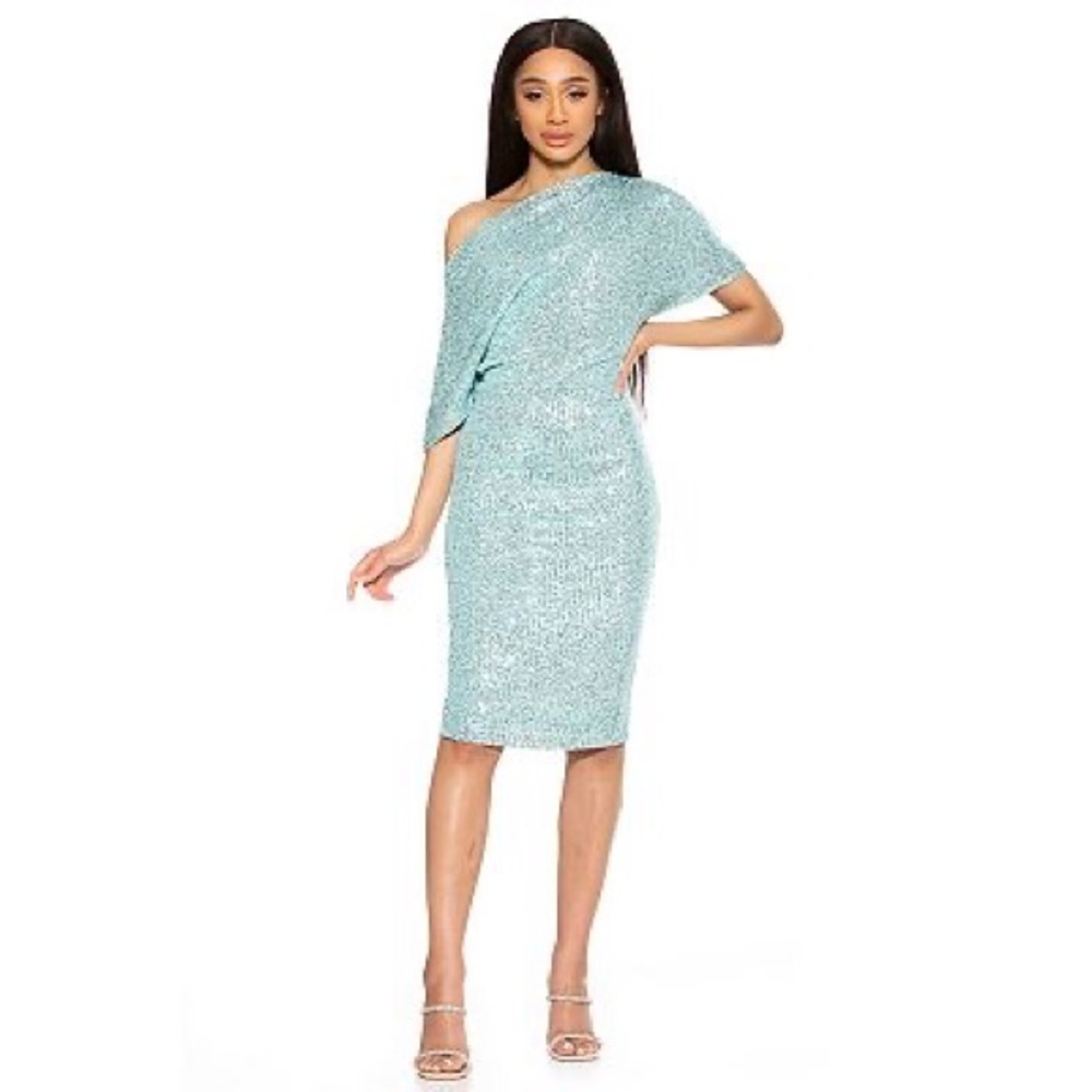 Alexia Admor Womens Aqua Blue draped Sheath